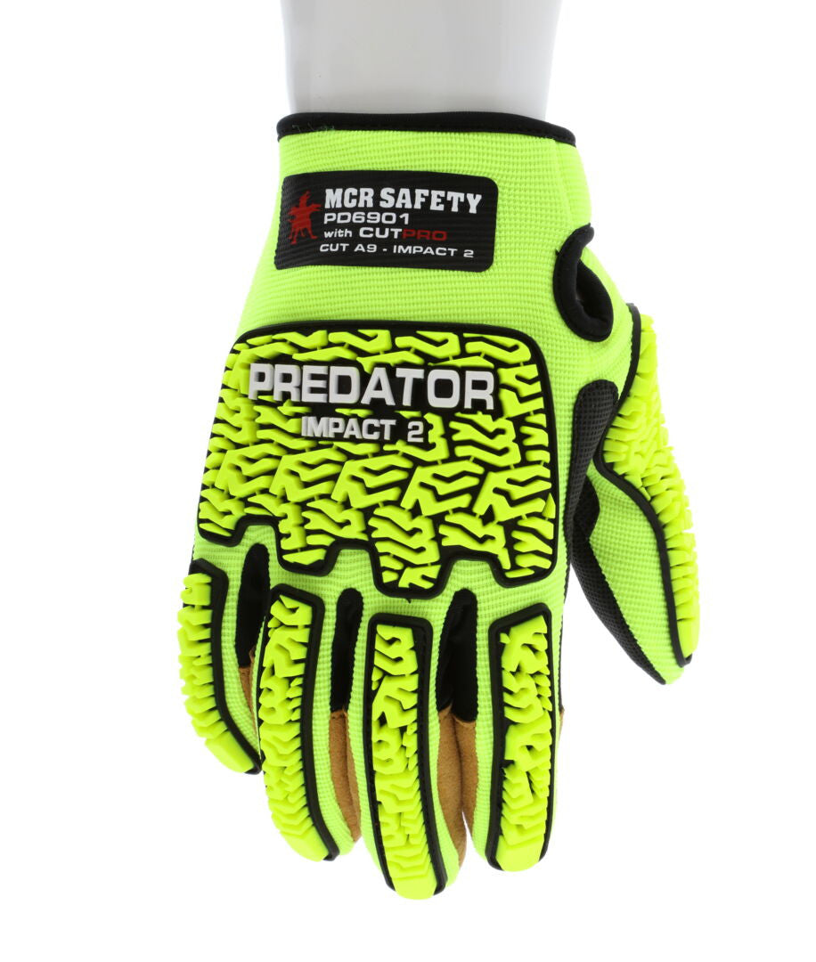 MCR Safety PD6901 Predator Hi-Vis Impact Mechanics Gloves product photo