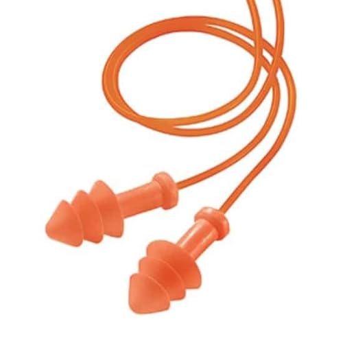 Radnor Triple Flanged Corded Earplugs — NRR 25 product photo