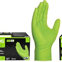 GLOVEWORKS HD Green Nitrile Gloves — 8 Mil, Raised Diamond Grip, Food-Safe, Box of 100 product photo