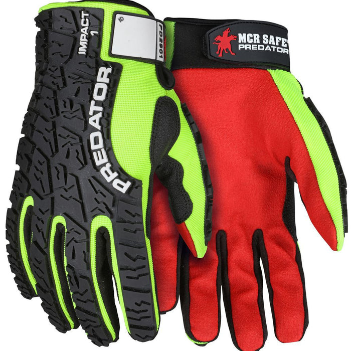 MCR Safety PD2901 Predator Impact Gloves, Hi-Vis PU Palm (Tire-Tread TPR) product photo