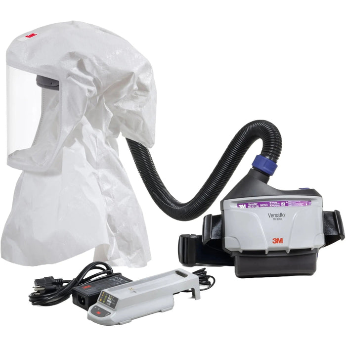 3M Versaflo TR-300N+ ECK Easy Clean PAPR Kit with belt-mounted turbo, HE filter, and disposable loose-fitting hood