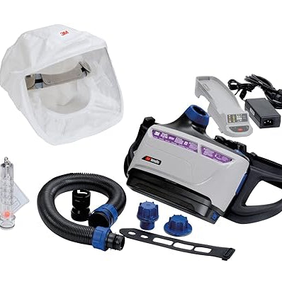 3M Versaflo TR-600-HKL Healthcare PAPR Kit with large loose-fitting headcover and belt-mounted TR-600 blower