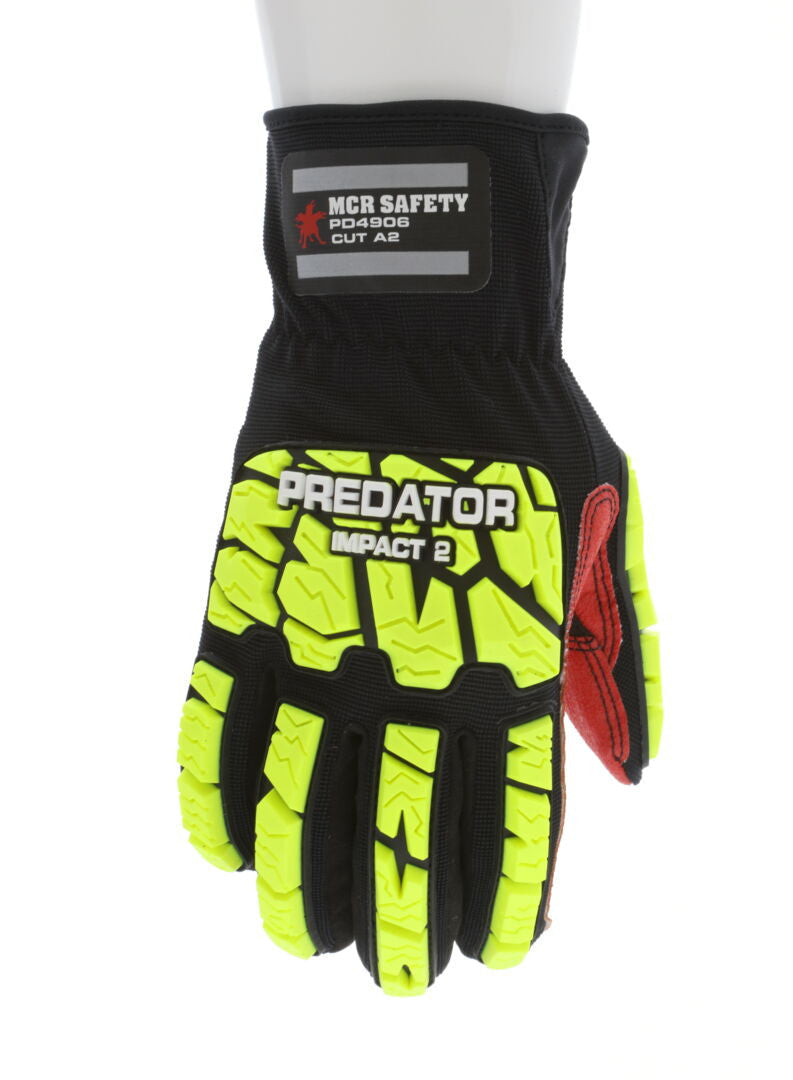 MCR Safety PD4906 Predator Impact Gloves, Hi-Vis Reflective (TPR Back) product photo