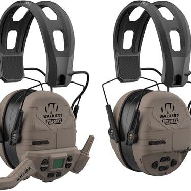 Walkers FireMax Electronic Ear Muffs — Rechargeable 2-Pack with Walkie Talkie, NRR 23 product photo