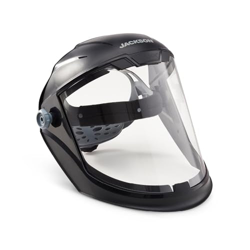 Jackson Safety 14201 Lightweight MAXVIEW Premium Face Shield with clear polycarbonate window and ratchet headgear