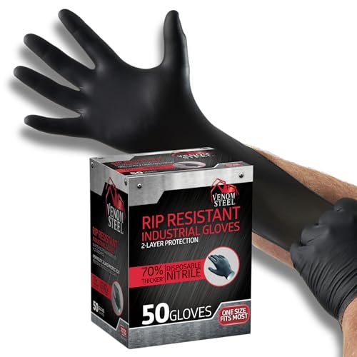 Venom Steel Gloves — 6 Mil Industrial Black Nitrile product photo