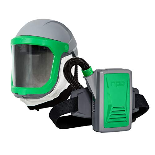 RPB Z-Link Respirator Helmet with PX5 PAPR blower and HEPA filter, face seal configuration with clear grinding lens