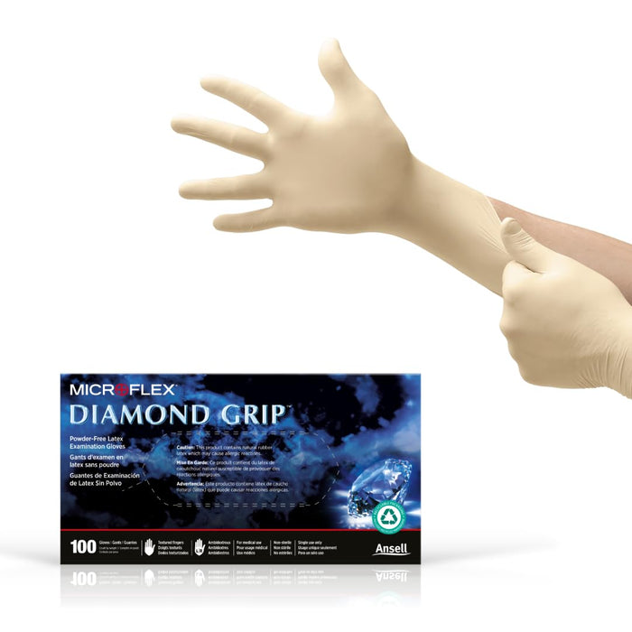 Ansell Microflex Diamond Grip Natural Rubber Latex Gloves — MF-300 product photo