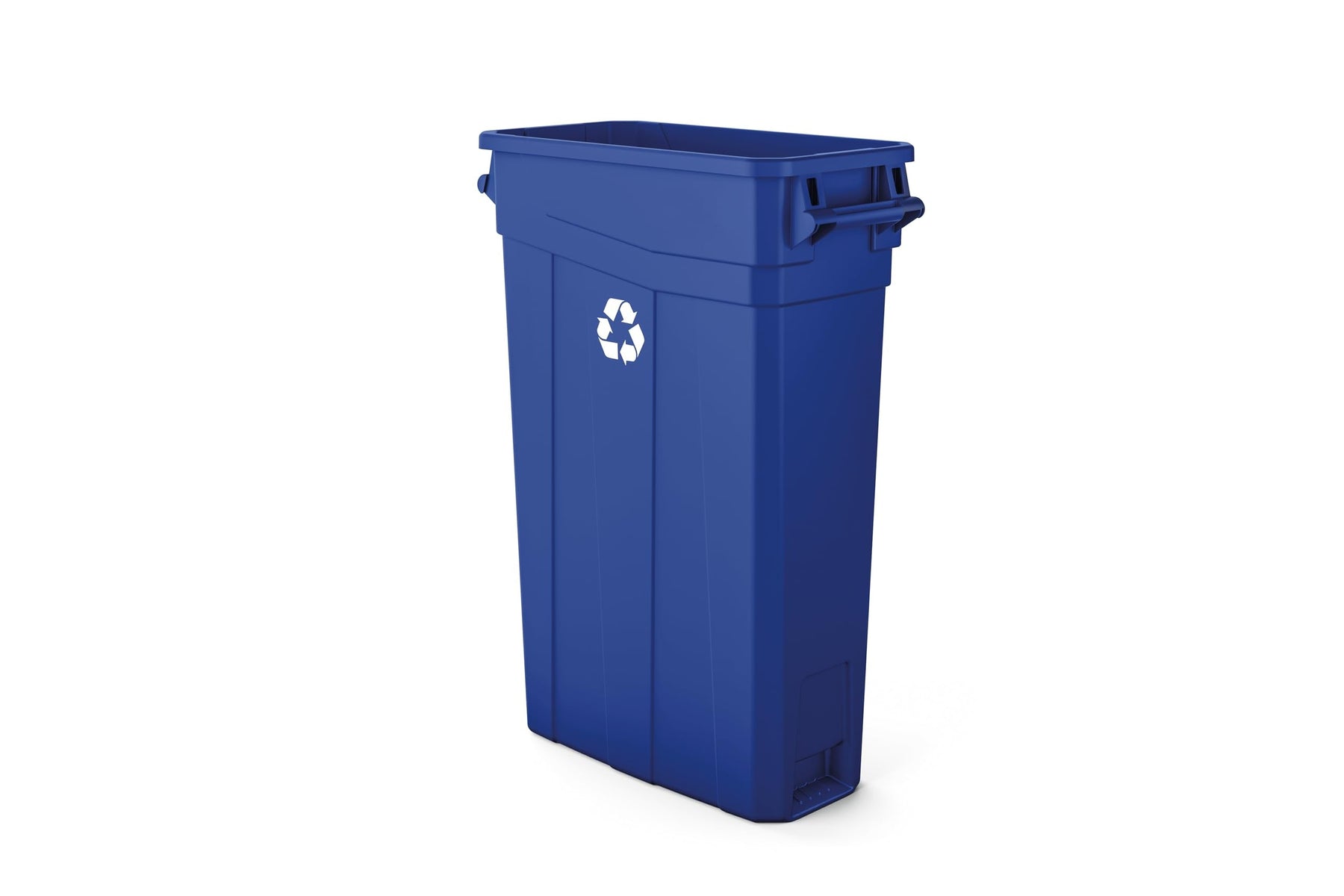 Suncast Commercial Slim 23 Gallon Recycling Bin, Blue with Recycle Logo product photo