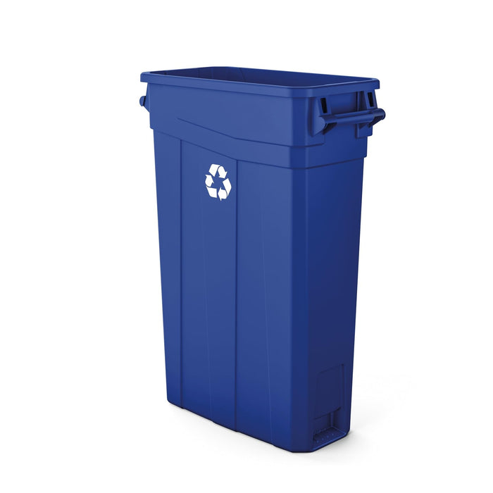 Suncast Commercial Slim 23 Gallon Recycling Bin, Blue with Recycle Logo product photo