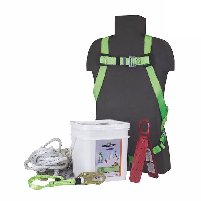 Peakworks Contractor Roof Safety Harness Kit — 50 ft, Shock-Absorbing Lanyard product photo
