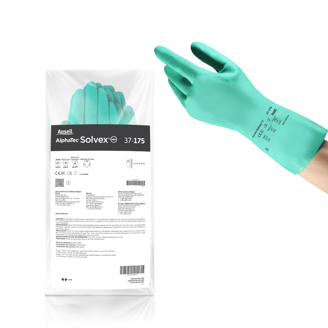 Ansell AlphaTec Solvex 37-175 Nitrile Chemical-Resistant Gloves — Flock Lined product photo