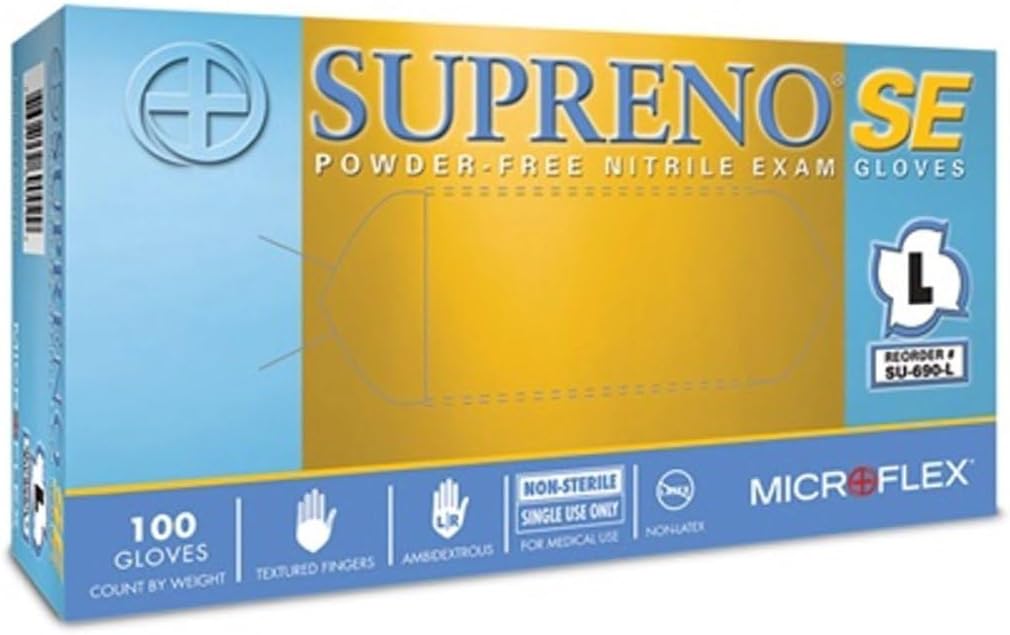 Microflex Supreno SE Accelerator-Free Nitrile Gloves, Large (SU-690, 100 ct) product photo