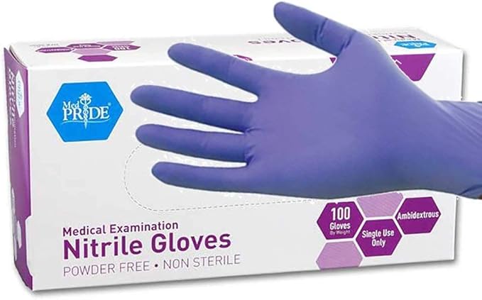 MedPride Medical Nitrile Gloves — Powder-Free Exam, 4 Mil, Box of 100 product photo