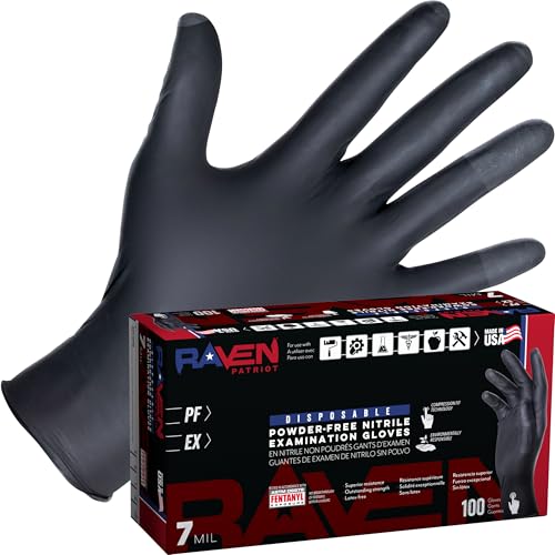 SAS Raven Nitrile Gloves — Patriot 7 Mil Black Disposable product photo