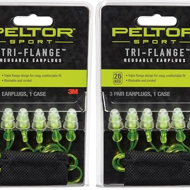 3M Peltor Sport tri-flange earplugs (97317, NRR 26, corded reusable) product photo