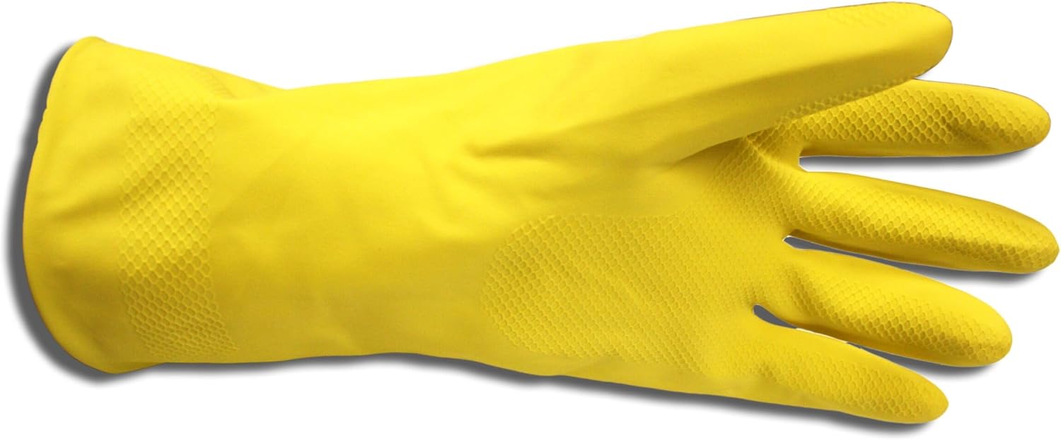 Reusable Latex Gloves, Flock-Lined 18 Mil — Yellow product photo