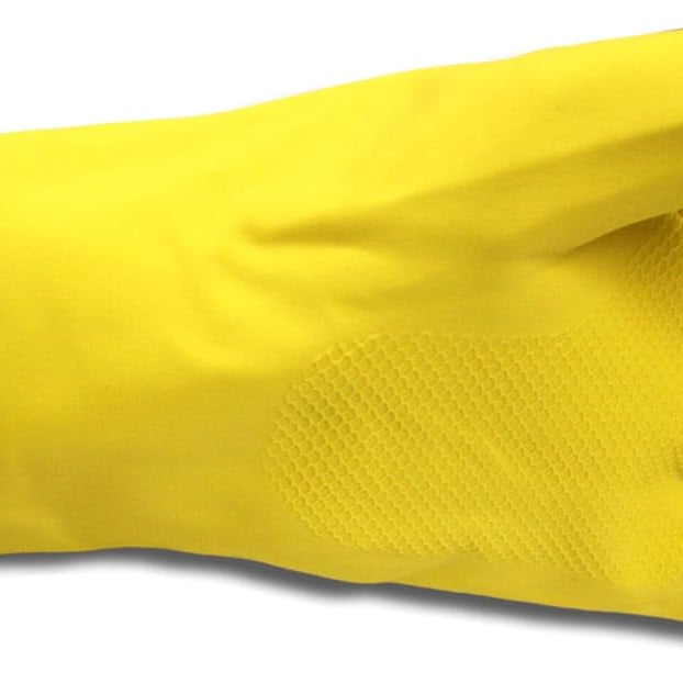 Reusable Latex Gloves, Flock-Lined 18 Mil — Yellow product photo