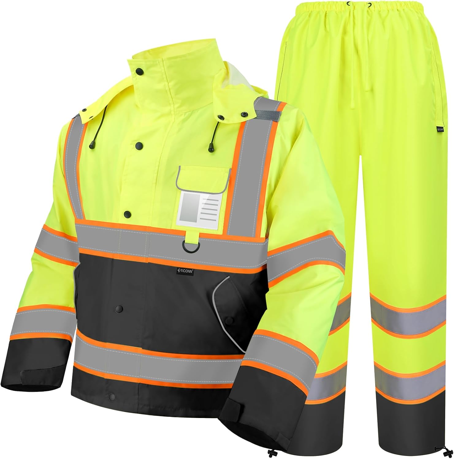 TICONN Hi-Vis Rain Suit — ANSI Class 3 Reflective Jacket and Waterproof Pants product photo