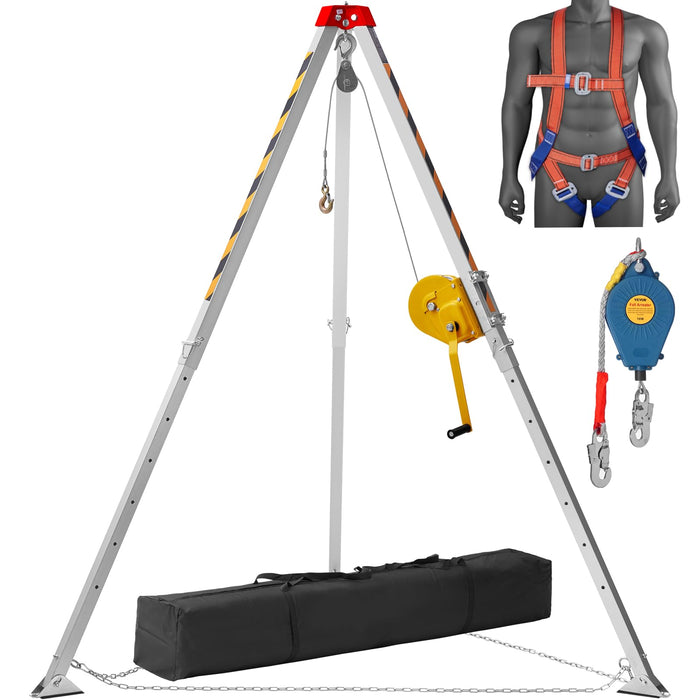 VEVOR Confined Space Tripod Kit — 1800 lb Winch, 397 lb Rated, Harness Included (HXRT-07) product photo