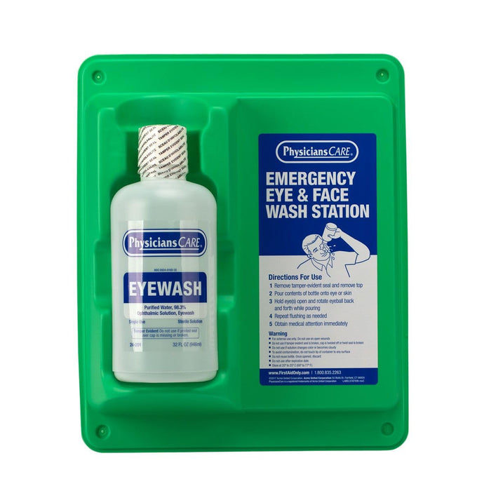 PhysiciansCare Wall-Mountable Eyewash Station with Single Bottle product photo