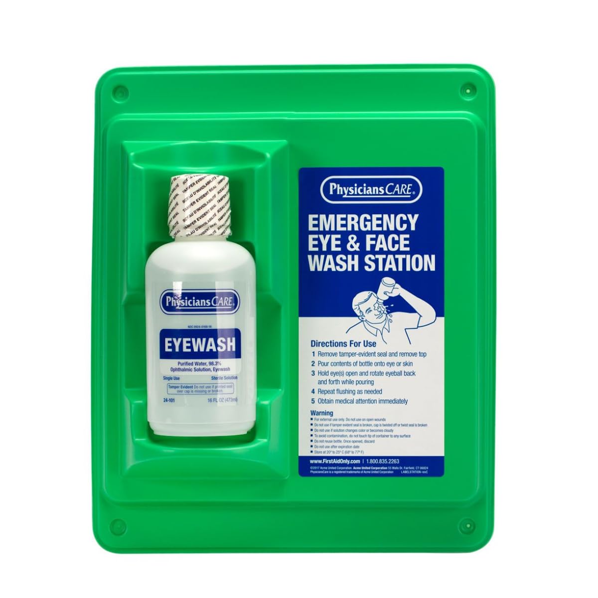 Spill Magic PhysiciansCare Wall-Mountable Eyewash Station with Single Bottle, Compact product photo