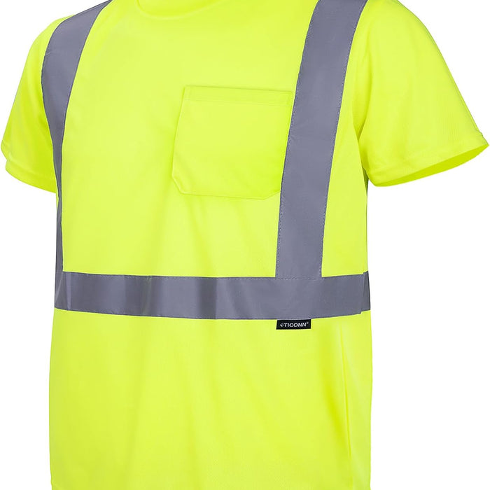 TICONN Class 2 Safety T-Shirt — Hi-Vis Pocket Tee product photo