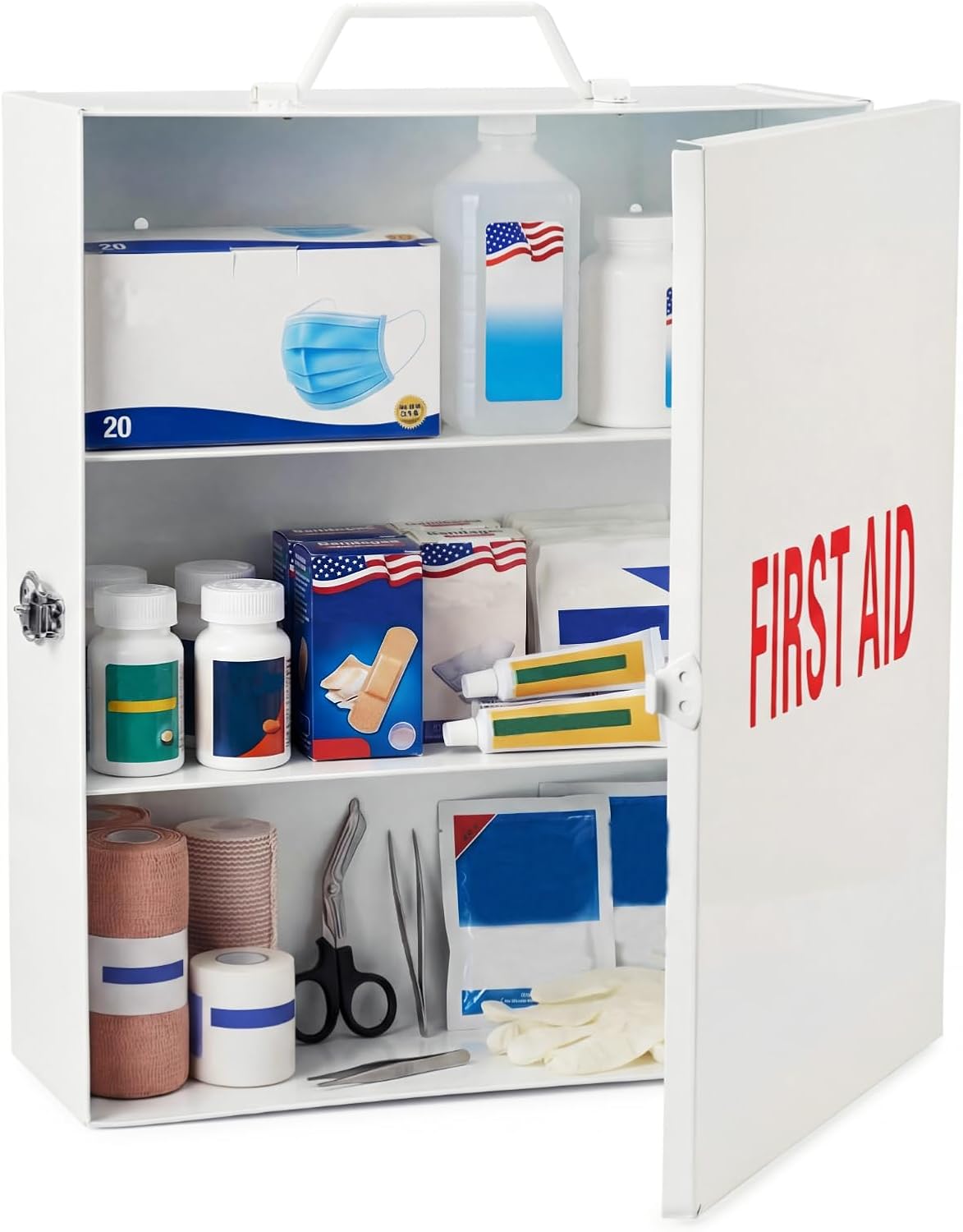 Timgle First Aid Kit with Lock, 3 Shelf Wall Mount Medicine Cabinet product photo
