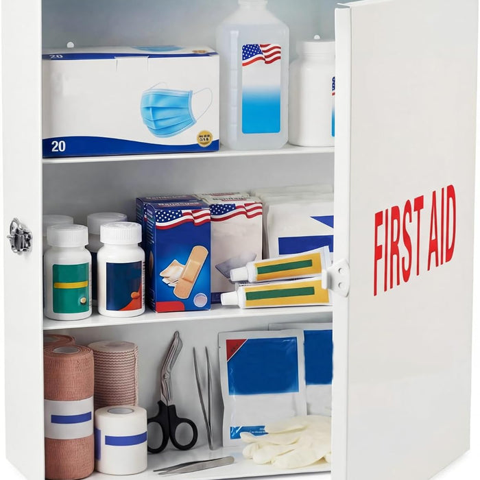 Timgle First Aid Kit with Lock, 3 Shelf Wall Mount Medicine Cabinet product photo