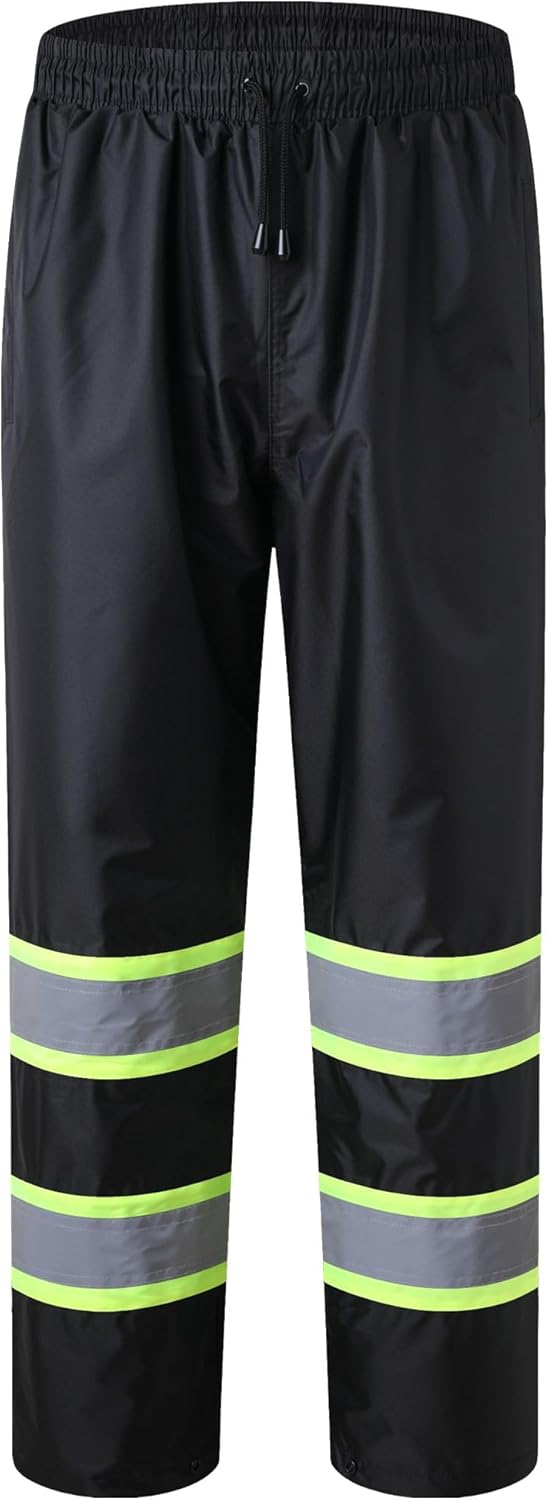 JKSafety Hi-Vis Rain Pants — 3M Scotchlite Reflective Waterproof Over-Trousers product photo