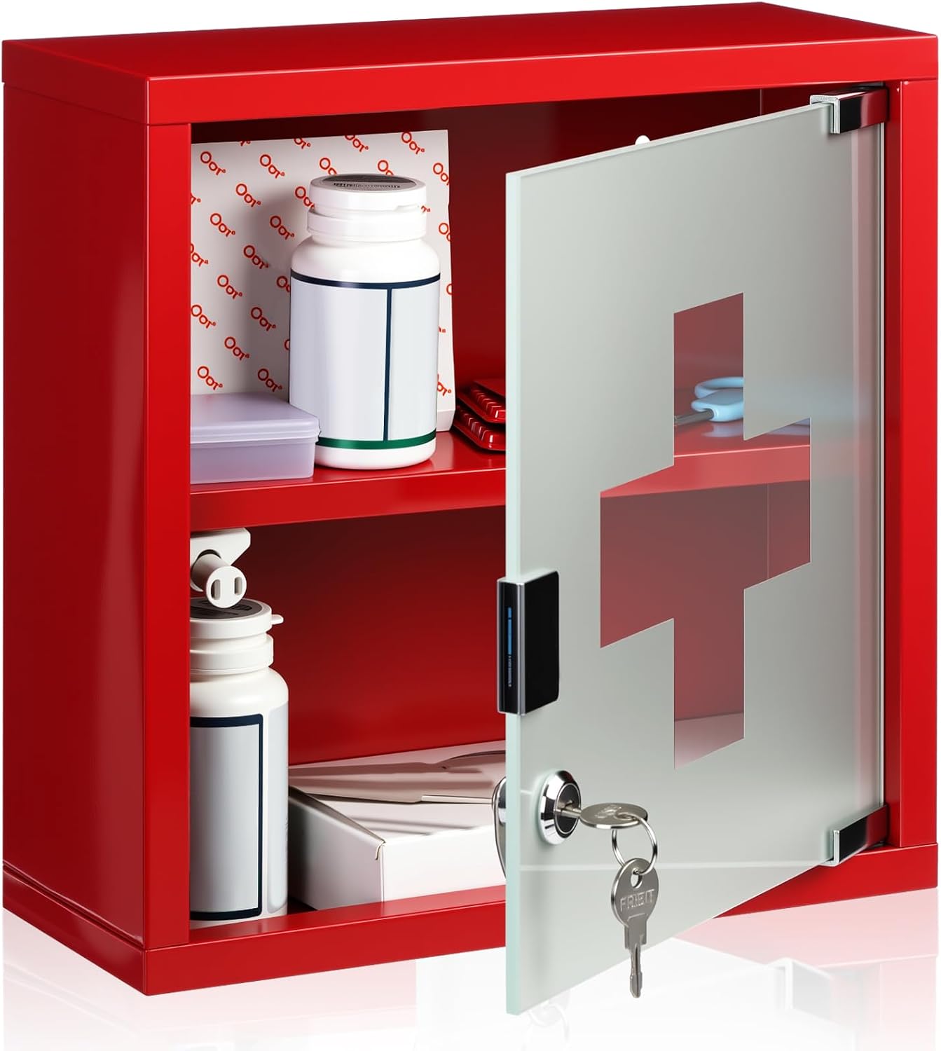 Timgle First Aid Wall Cabinet with Lock, Medicine Wall Mounted product photo