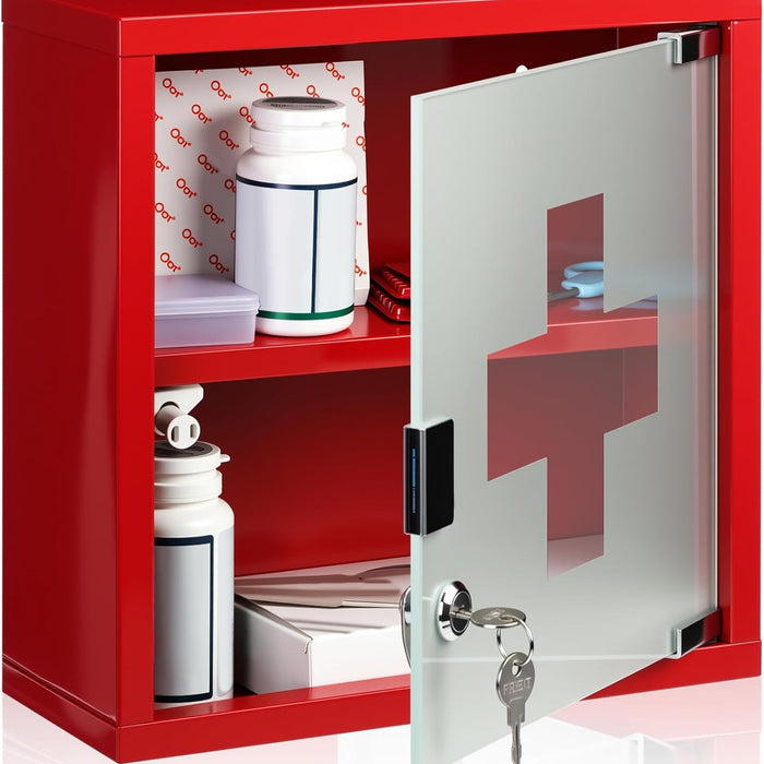Timgle First Aid Wall Cabinet with Lock, Medicine Wall Mounted product photo