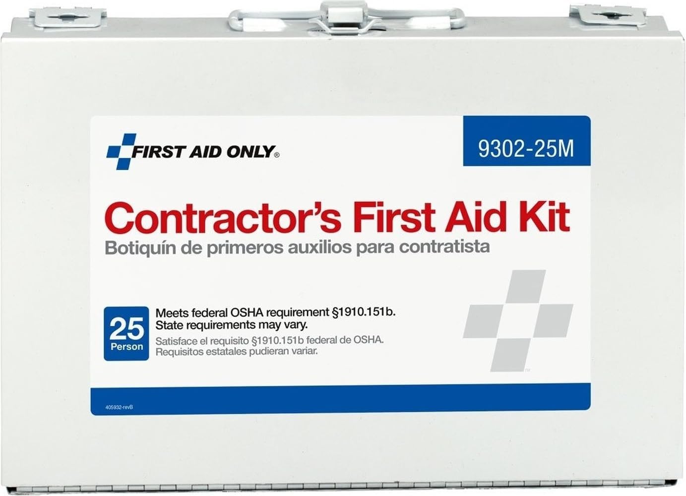 First Aid Only 9302-25M Contractor First Aid Kit — 25-Person, 178-Piece Metal Case (Bilingual) product photo