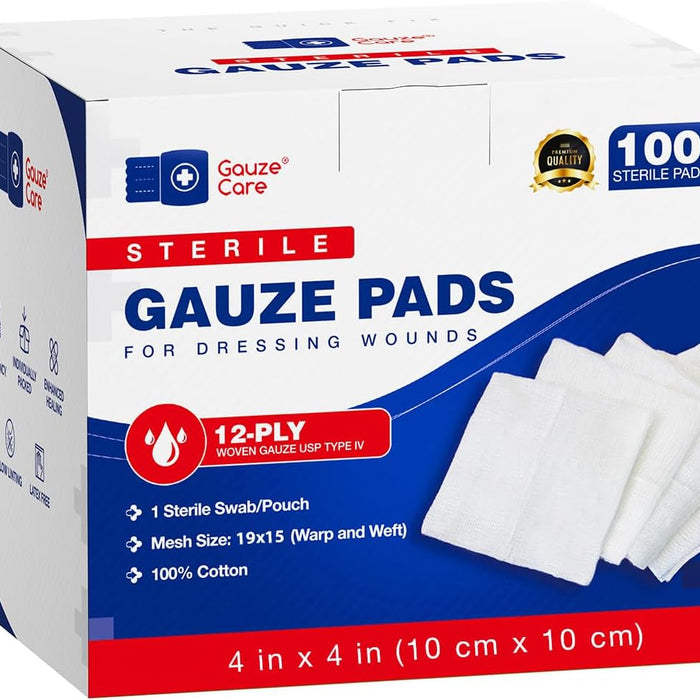 Gauze Care 100pc Large Sterile Gauze Pads, 4x4, Bulk product photo