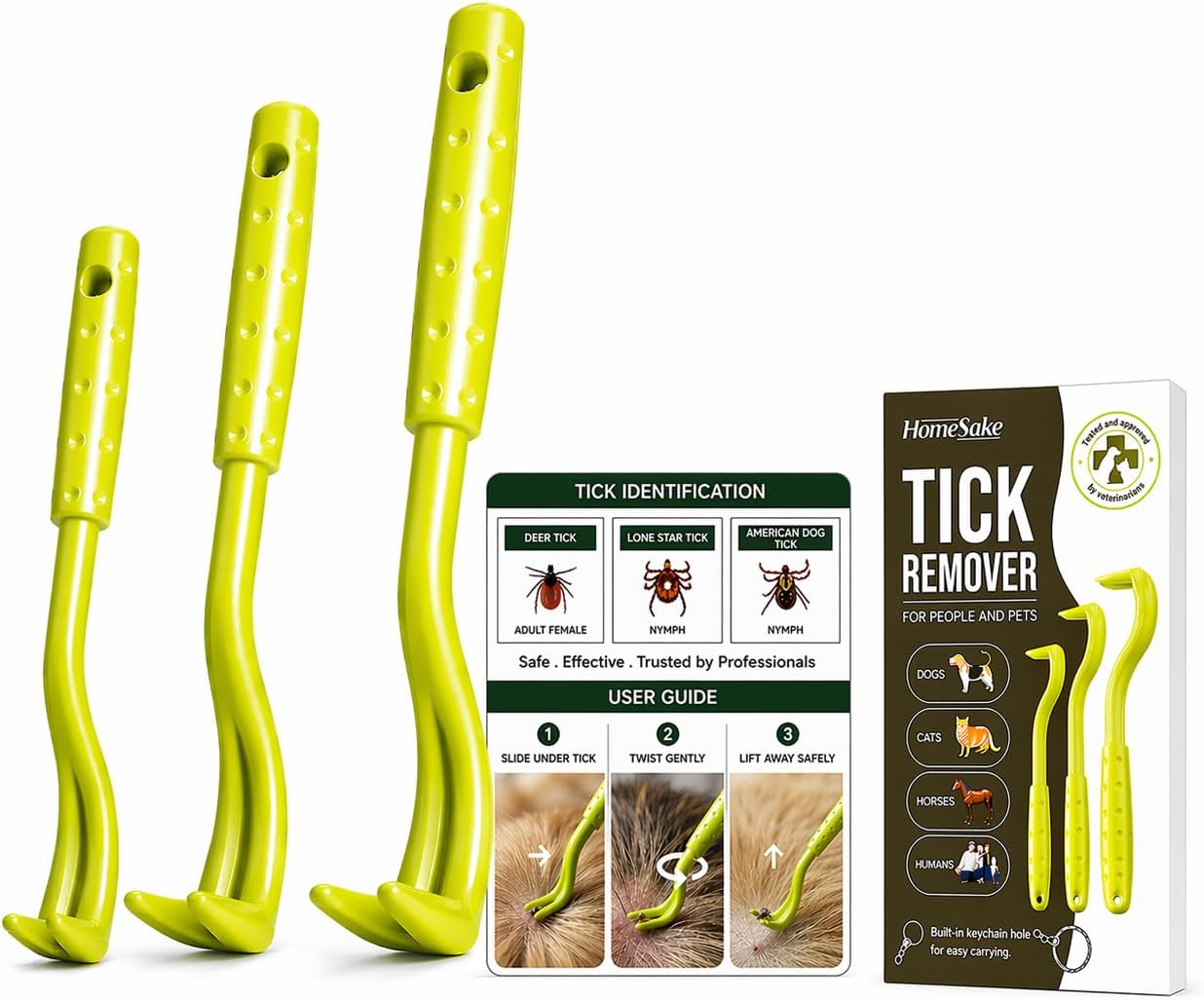 Homesake Tick Remover Tool for Dogs, Cats & Humans, 3 Pack product photo