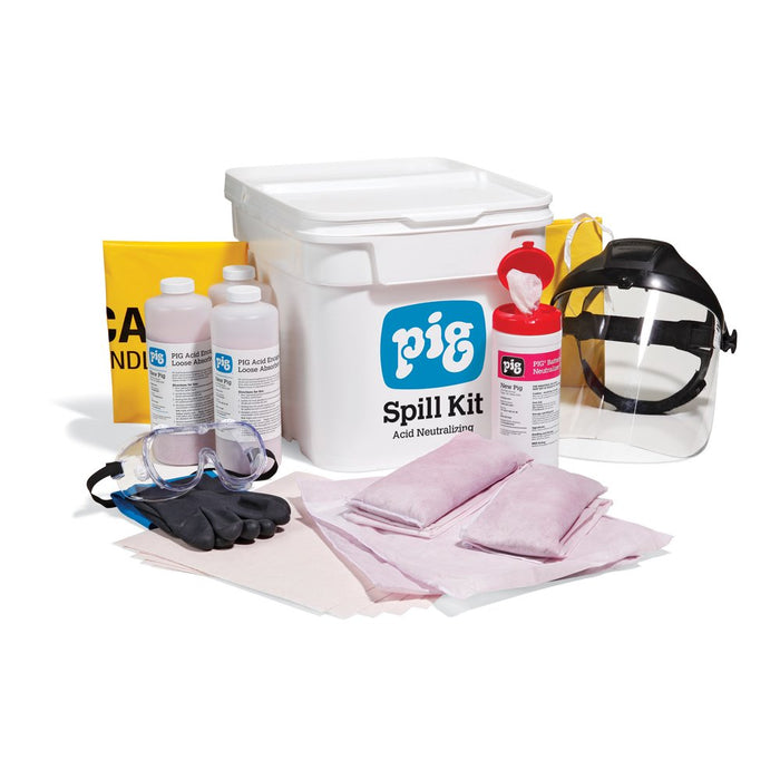 New Pig KIT318 Acid-Neutralizing Spill Kit in Bucket — 4-Gallon, Color Indicator, PPE Included product photo