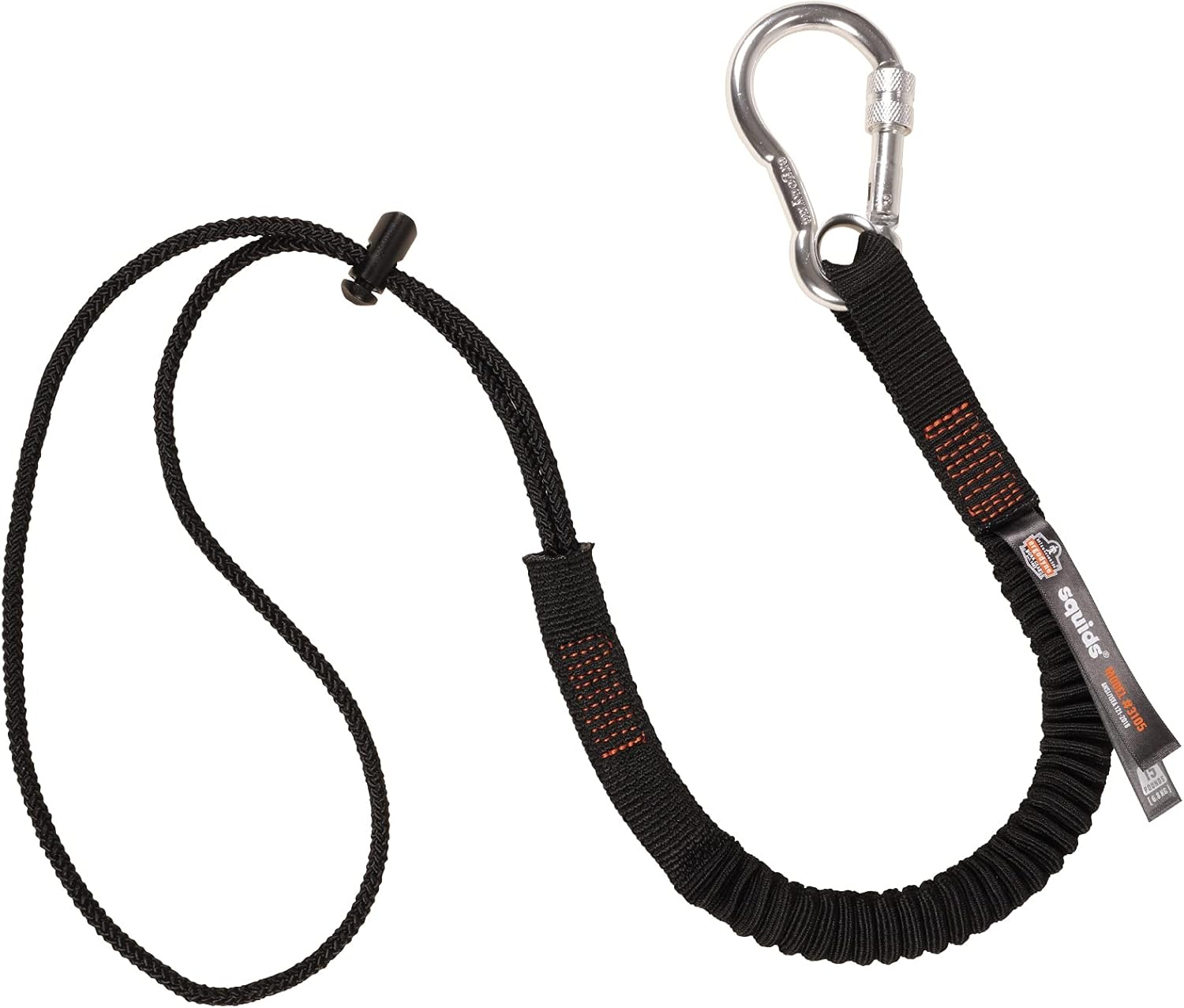The Squids 3105 heavy duty tool lanyard — aluminum screw lock carabiner, 15 lb product photo