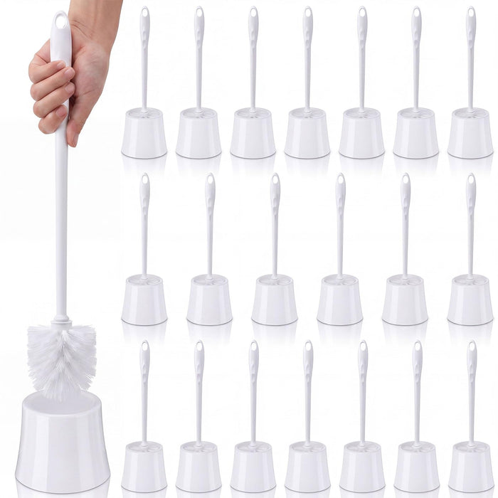 Bulk Toilet Bowl Brushes with Holders, White — 20-Pack product photo