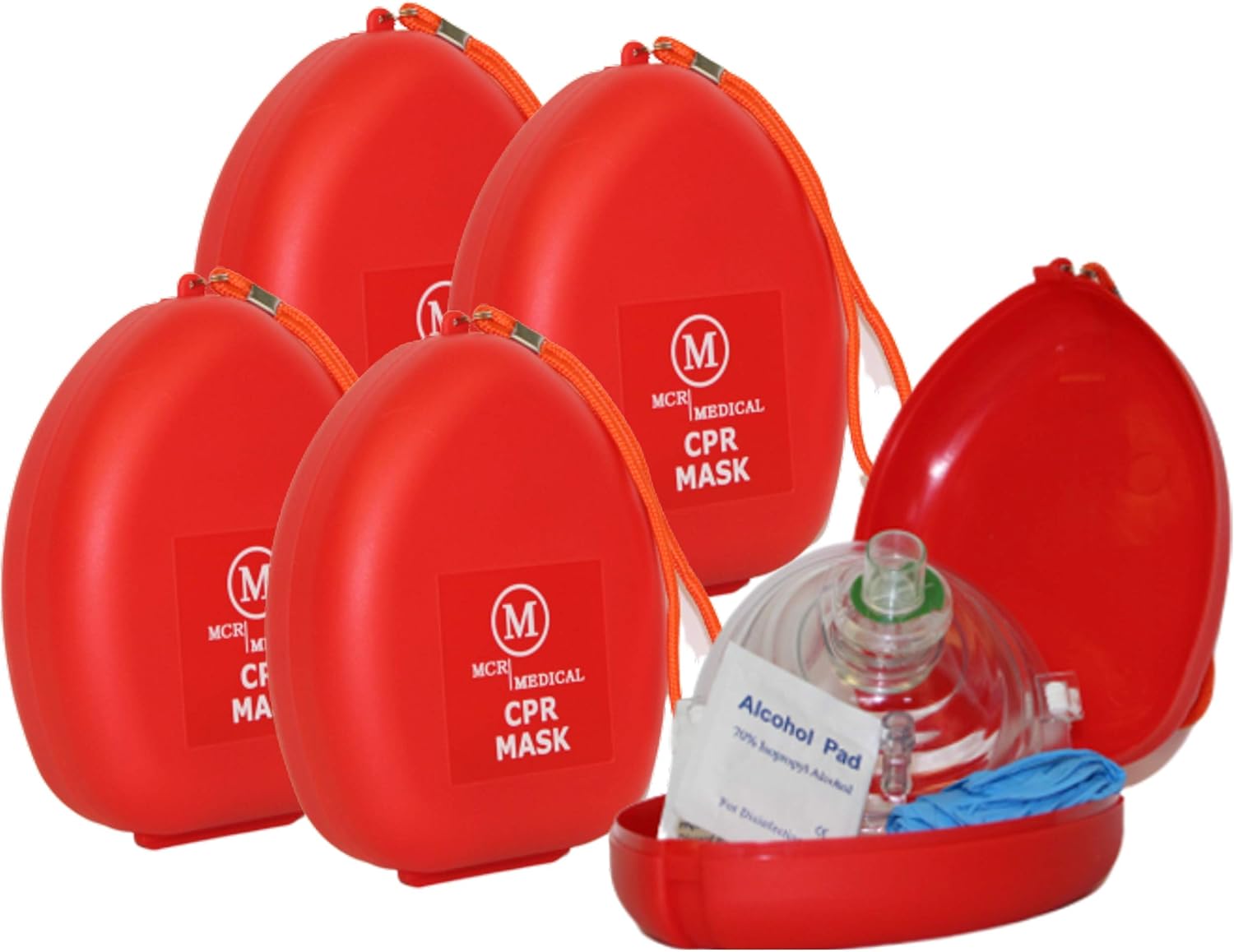 MCR Medical CPR Rescue Mask, 5-Pack — Adult/Child Pocket Resuscitator, One-Way Valve product photo
