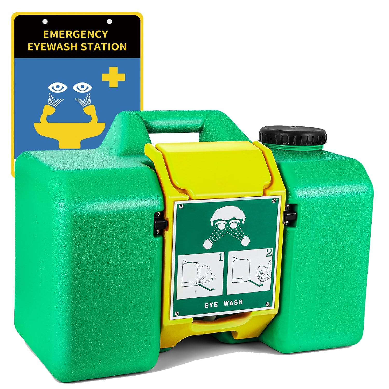 Frifreego 8-Gallon Portable Eye Wash Station — Gravity-Fed, Includes Emergency Sign product photo