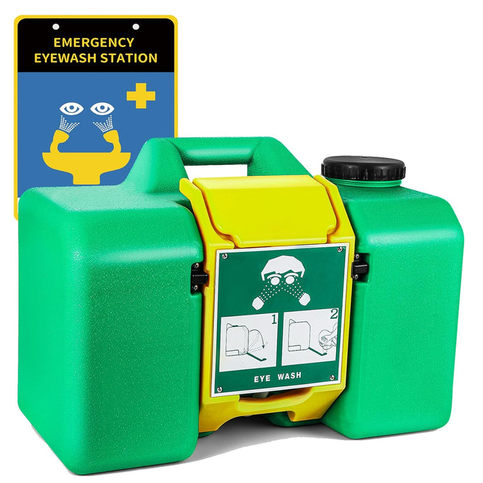 Frifreego 8-Gallon Portable Eye Wash Station — Gravity-Fed, Includes Emergency Sign product photo