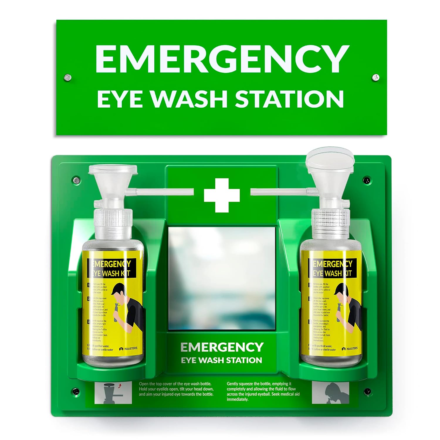 MAASTERS Portable Eye Wash Station — BPA-Free Wall-Mount Personal Eyewash (Bottles Empty, Solution Not Include product photo