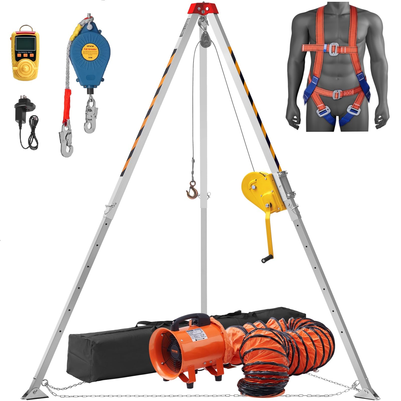 VEVOR Confined Space Tripod Kit 2600 lb Winch — 397 lb Rated, 98 ft Cable product photo