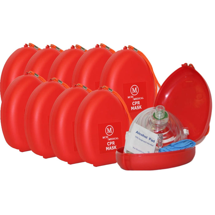 MCR Medical Pack of 10 CPR Rescue Mask, Adult/Child Pocket Resuscitator, Hard Case product photo