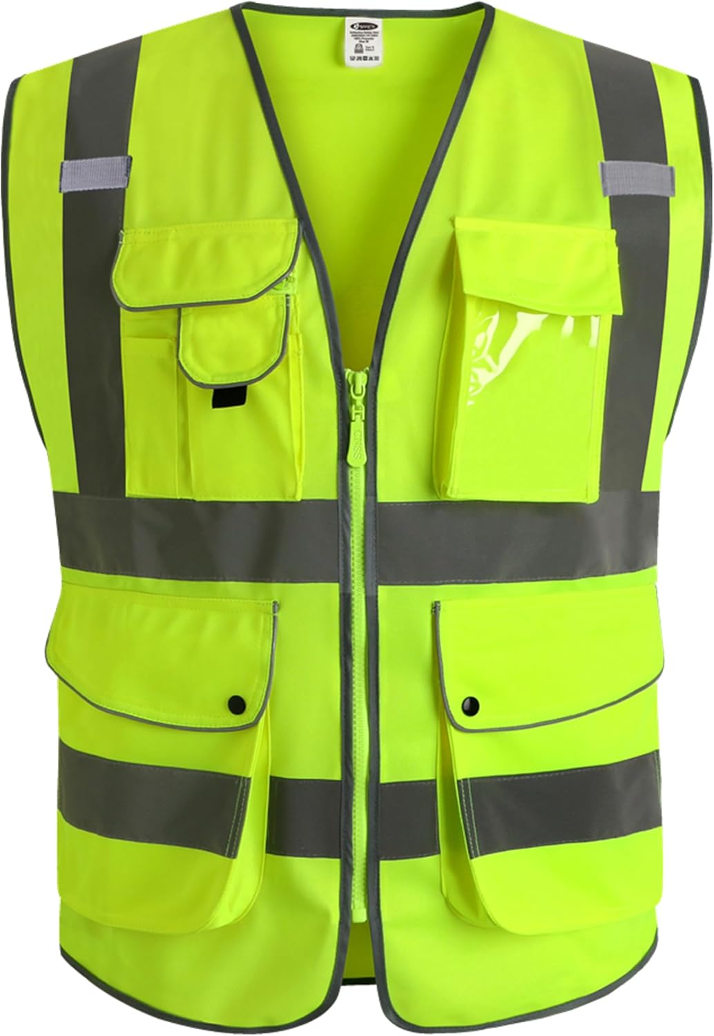 JKSafety 9-Pocket Class 2 Vest — Hi-Vis Zipper Surveyor product photo