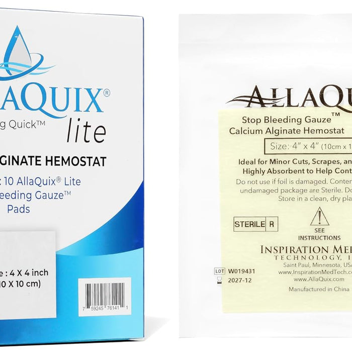 AllaQuix Lite Hemostatic Gauze Pads, 4x4, Calcium Alginate product photo