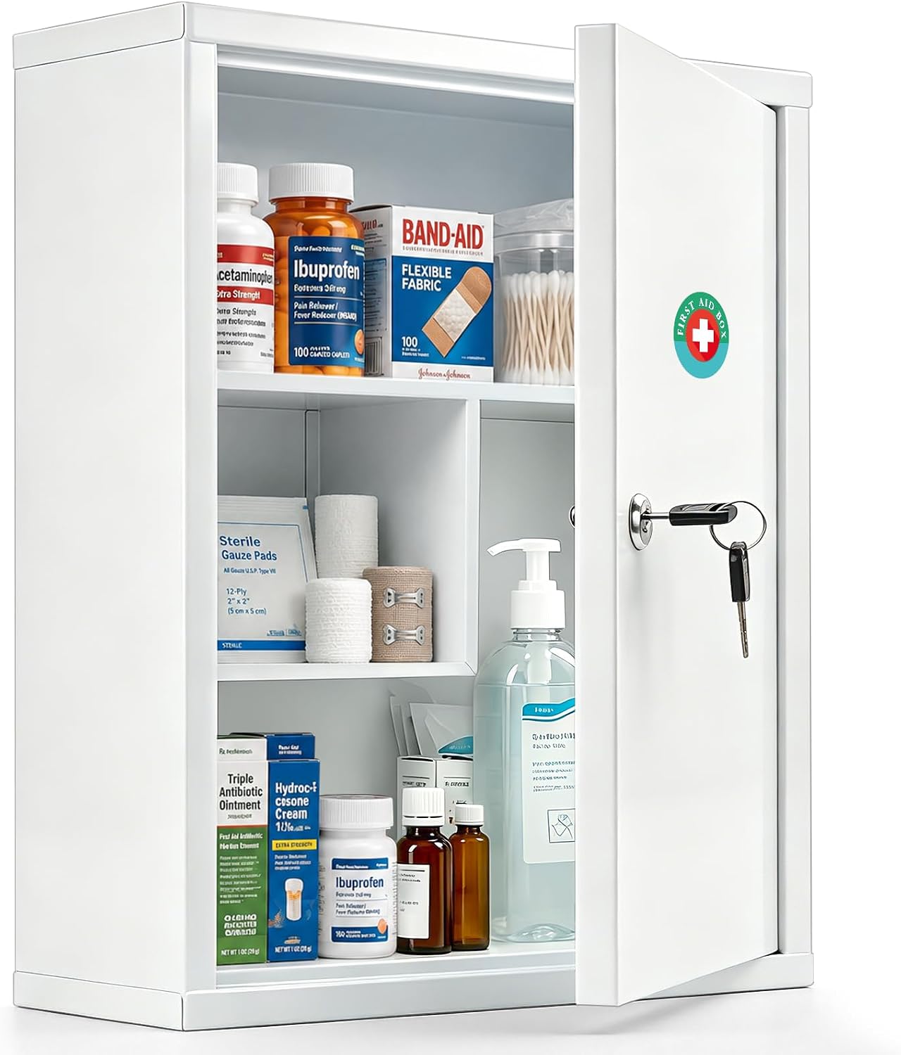 KYODOLED Wall Mount Locking Medicine Cabinet, Large Capacity product photo