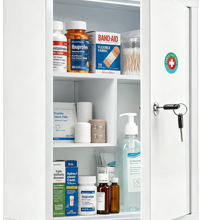 KYODOLED Wall Mount Locking Medicine Cabinet, Large Capacity product photo