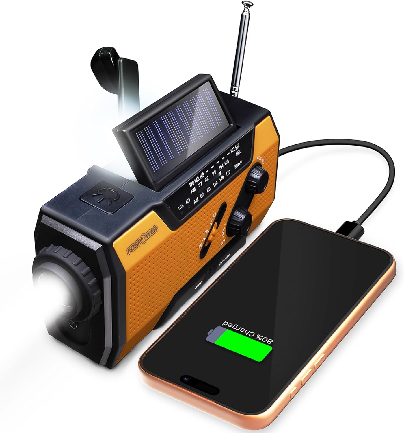 FosPower NOAA Emergency Weather Radio A1, Portable Power Bank product photo