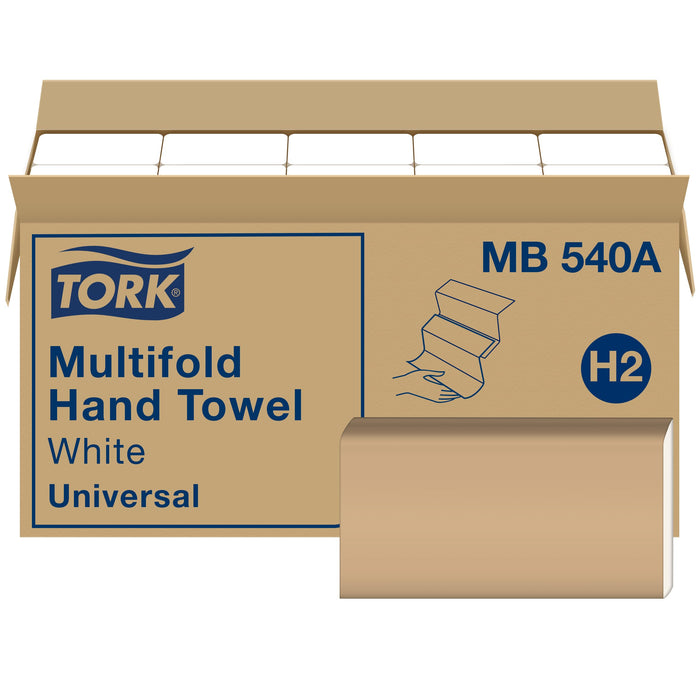 Tork MB540A Multifold Hand Towels H2, White, 100% Recycled, 16 x 250 (4,000/Case) product photo
